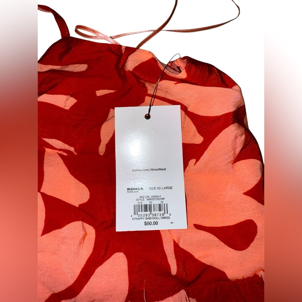 Nine West Red& Pink Floral Dress Size XXL - Picture 4 of 4